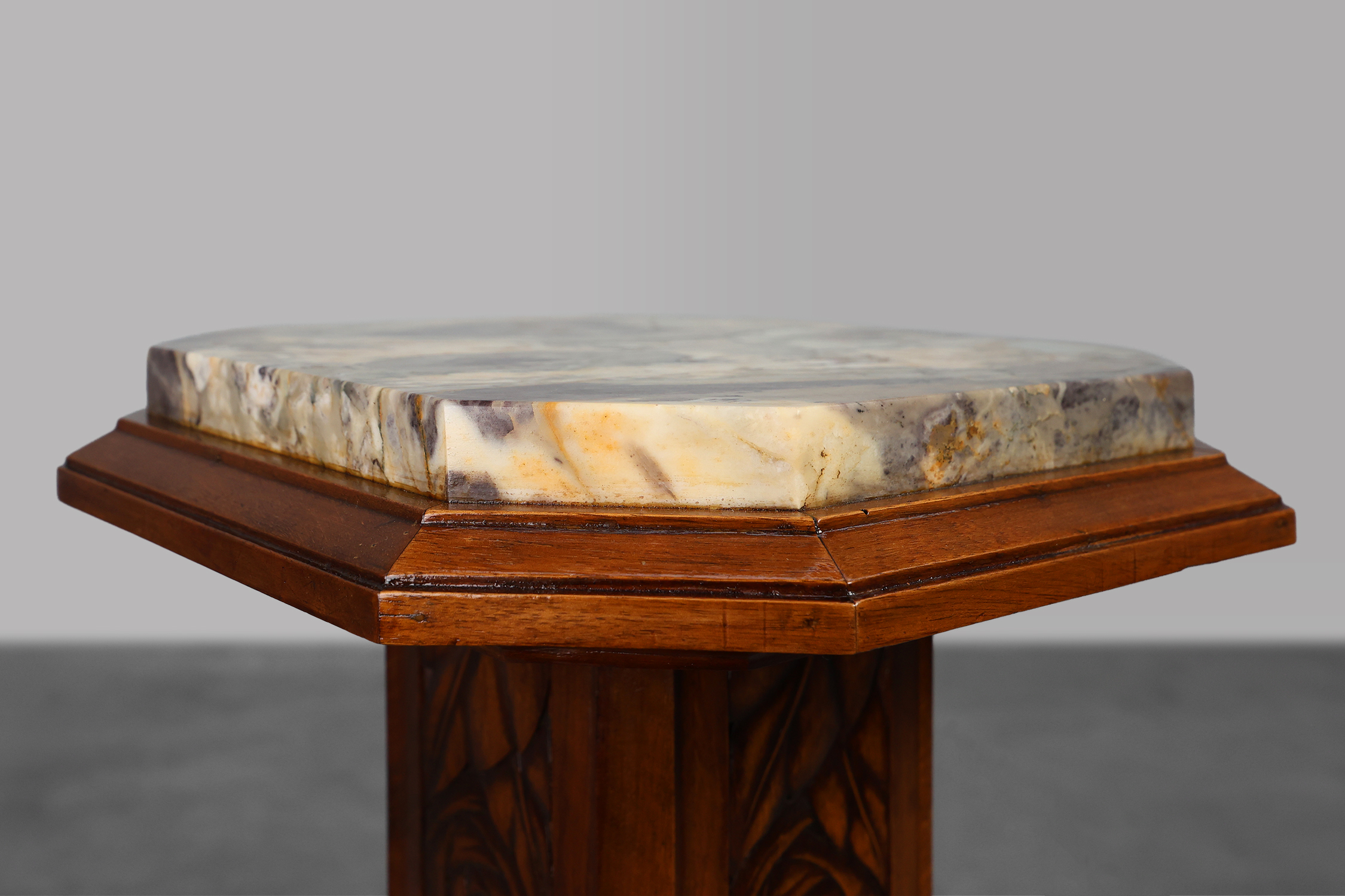 Oak & Marble large Art Deco pedestal, France 1920sthumbnail